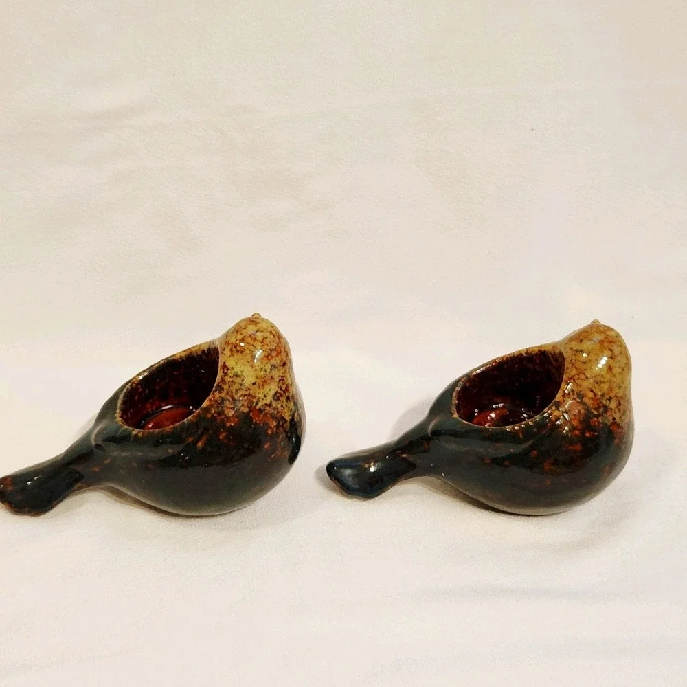 Set of 2 Allen + Roth  Ceramic Bird Tealight‎ Votive Candle Holder